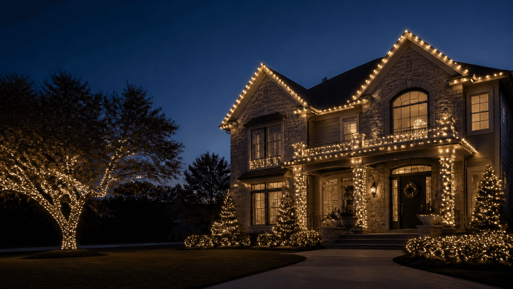 Christmas Light Installation completed by Everglow Holiday Lighting
